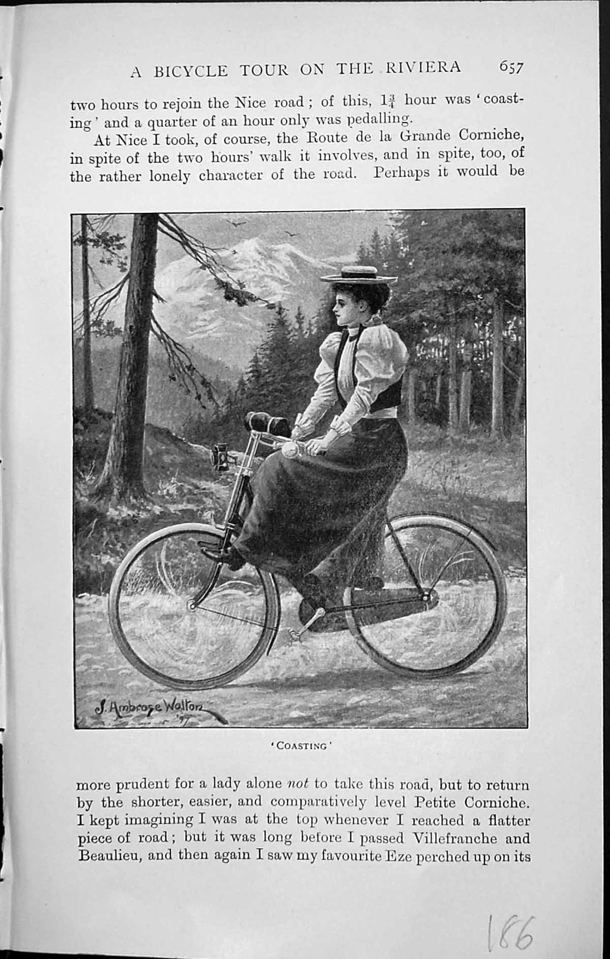 Old Badminton Magazine 1903 Bicycle Tour Riviera Beautiful Lady Coast 20th