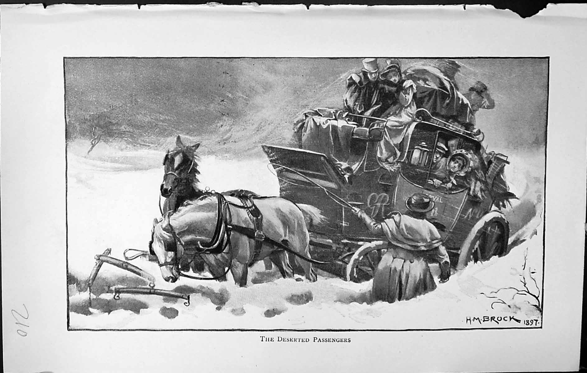 Old Badminton Magazine 1903 Deserted Passengers Snow Storm Horses Coa 20th