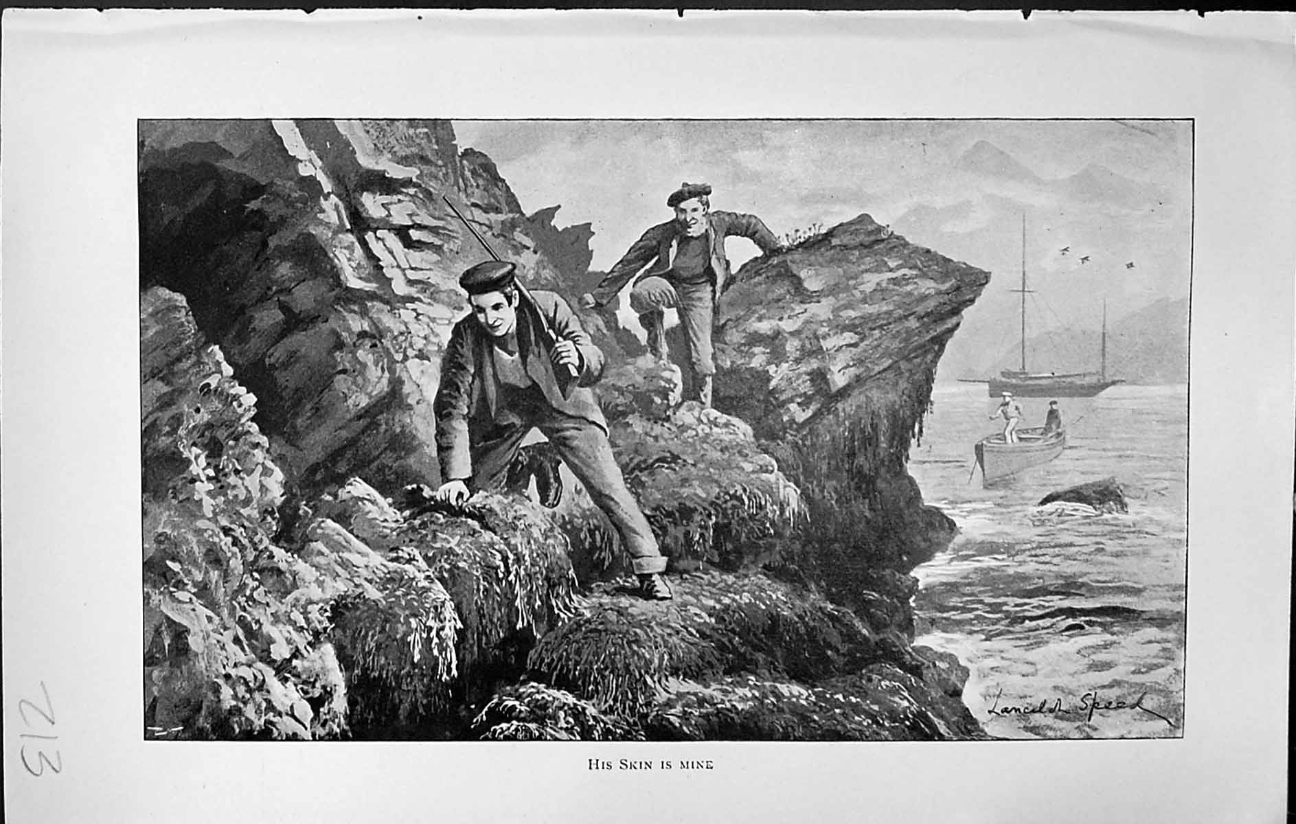 Antique Print Badminton Magazine 1903 Men Hunting Shooting Sea Cliffs Boats