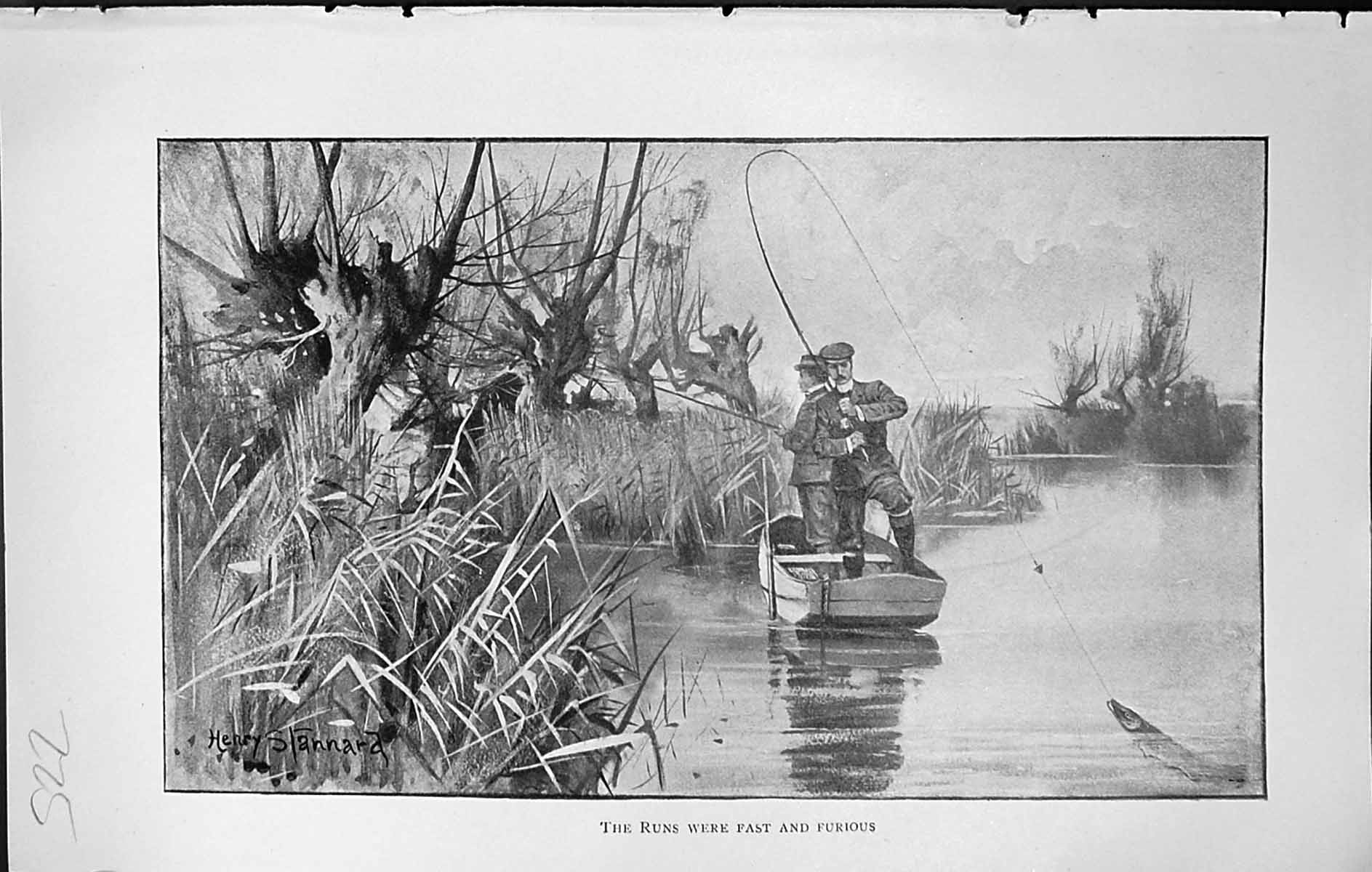 Old Badminton Magazine 1903 Men River Boat Fishing Scene Fish Henry S 20th