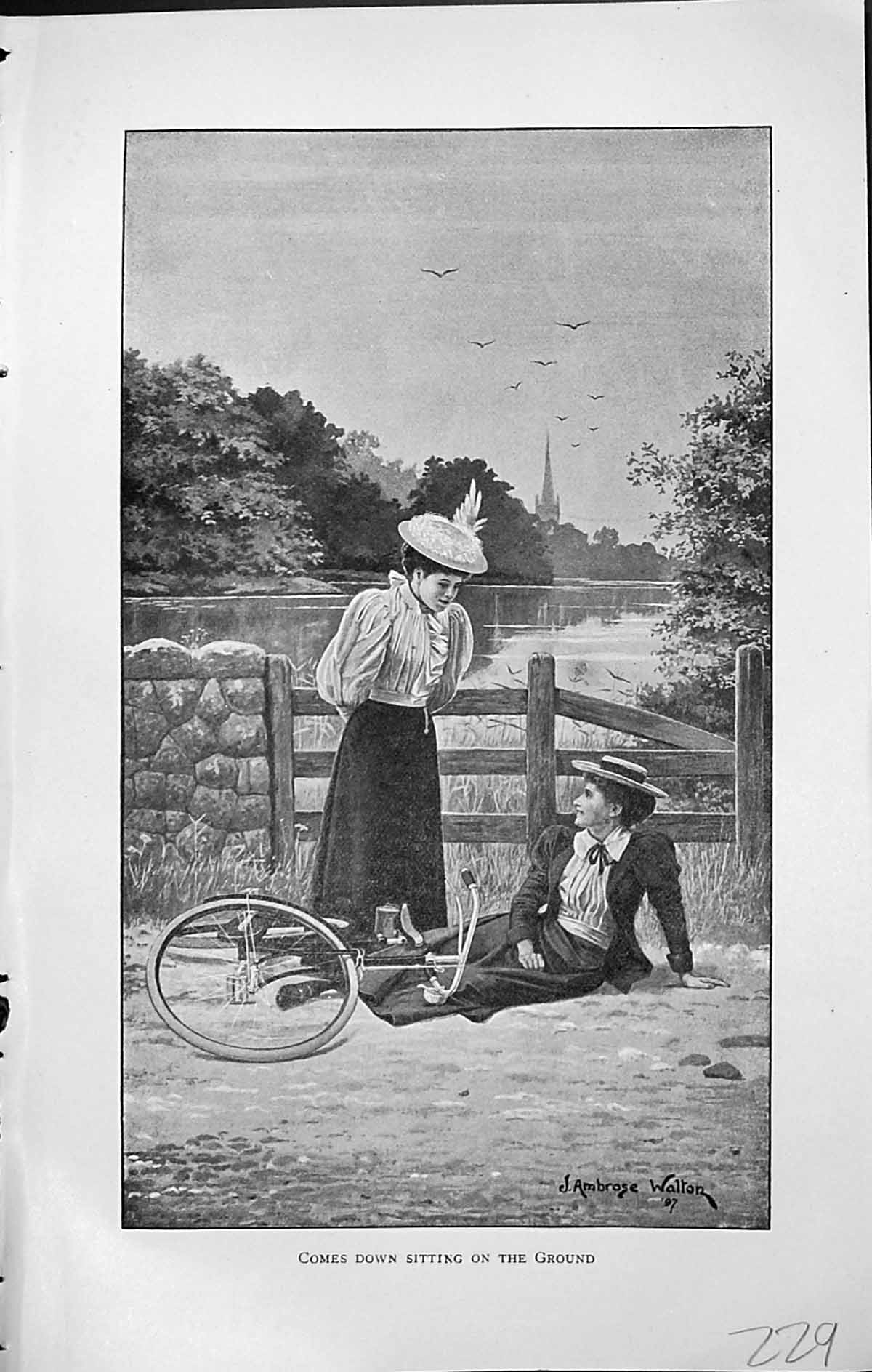 Old Badminton Magazine 1903 Ladies Cycling Crash Accident Church Spir 20th