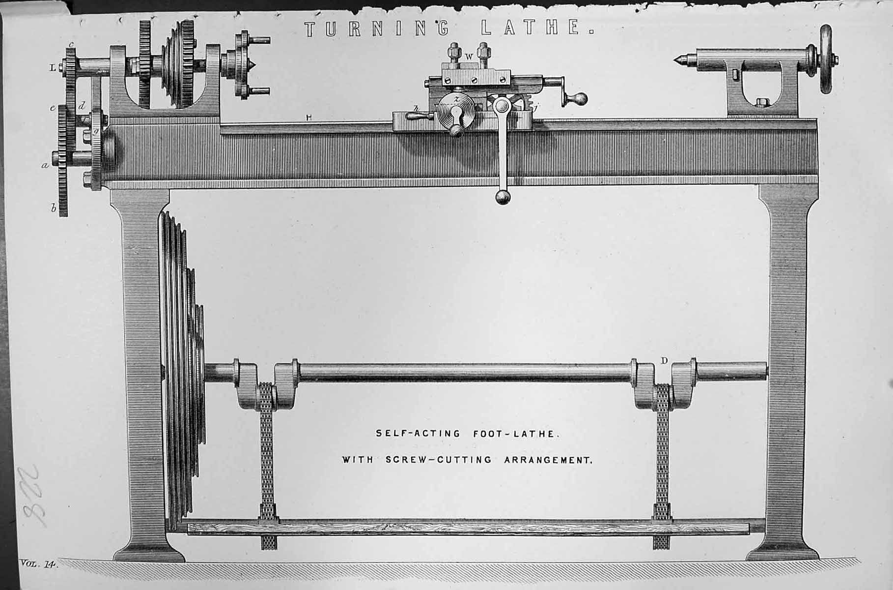 Old Turning Lathe Screw-Cutting Arrangement Mackenzie C1880 Encyclopa Victorian