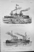 Old Mackenzie C1880 Encyclopaedia Science War Vessel Ship Duilio Ital Victorian
