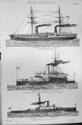 Old War Vessels Ships Inflexible Collingwood Trafalgar Mackenzie C188 Victorian