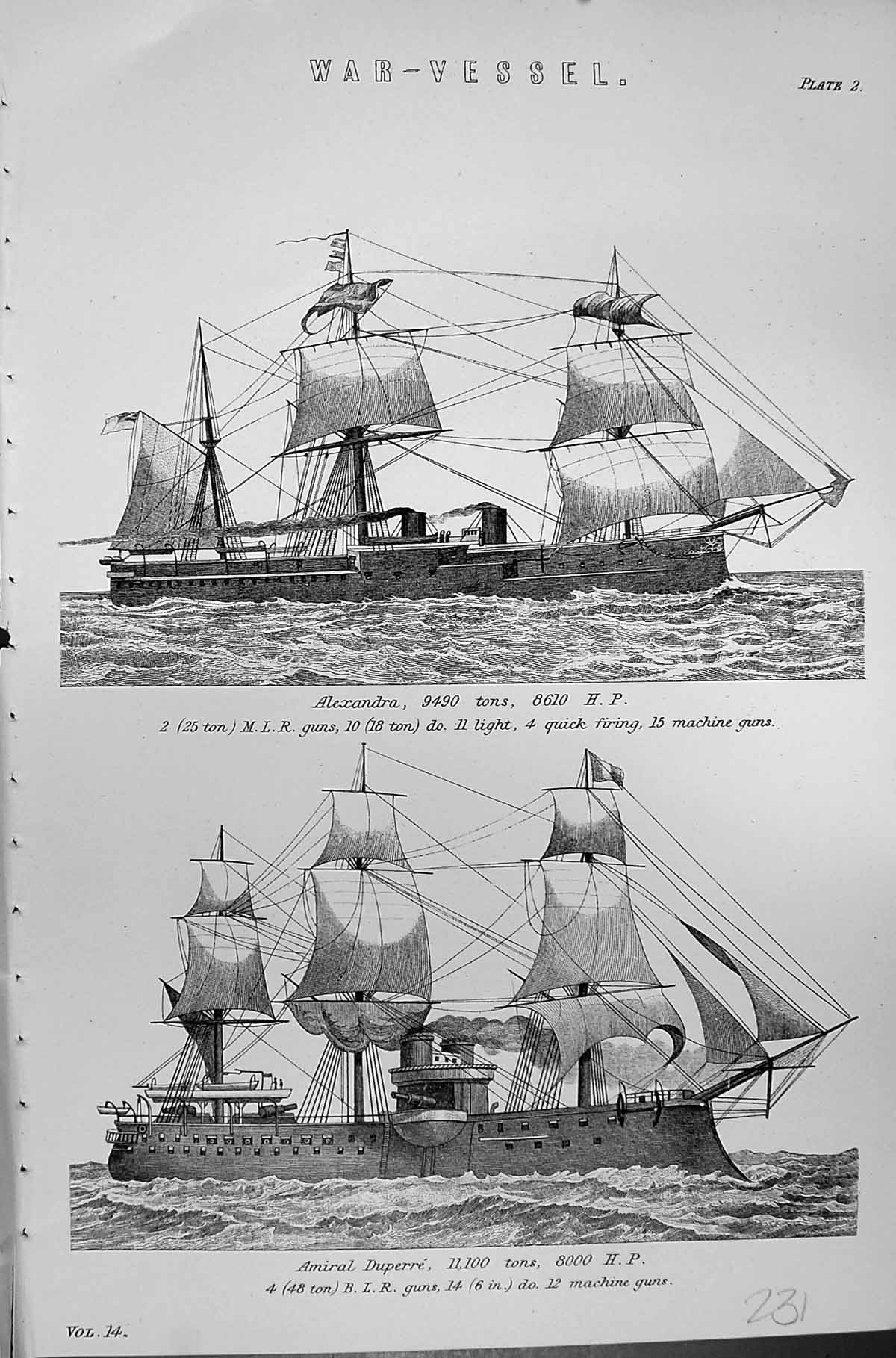 Old Mackenzie C1880 War Vessels Ships Alexandra Admiral Duperre Machi Victorian