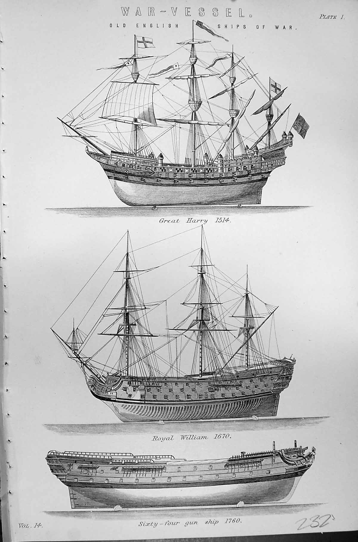 Old Mackenzie C1880 War Vessels English Ships Great Harry Royal Willi Victorian
