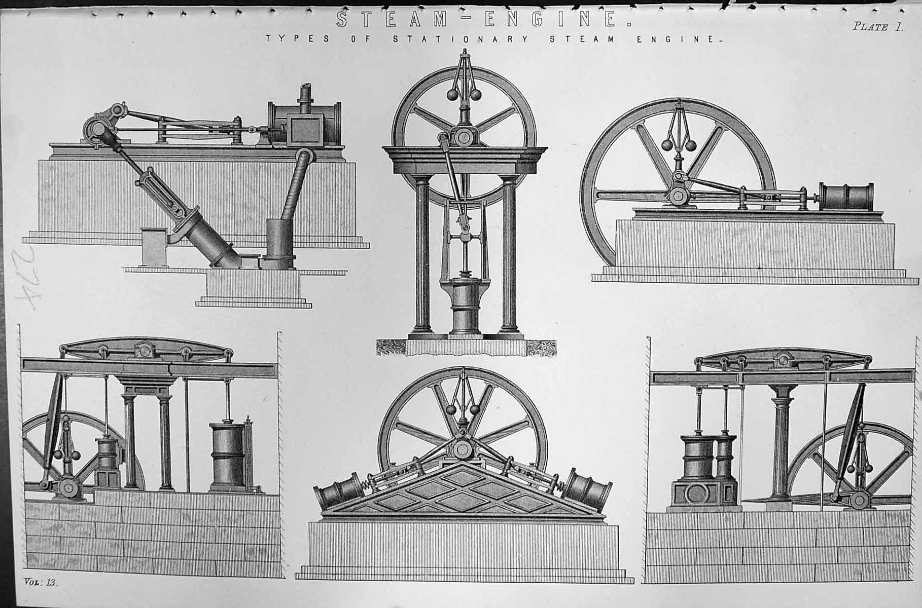 Old Stationary Steam Engine Machiinery Mackenzie C1880 Encyclopaedia Victorian
