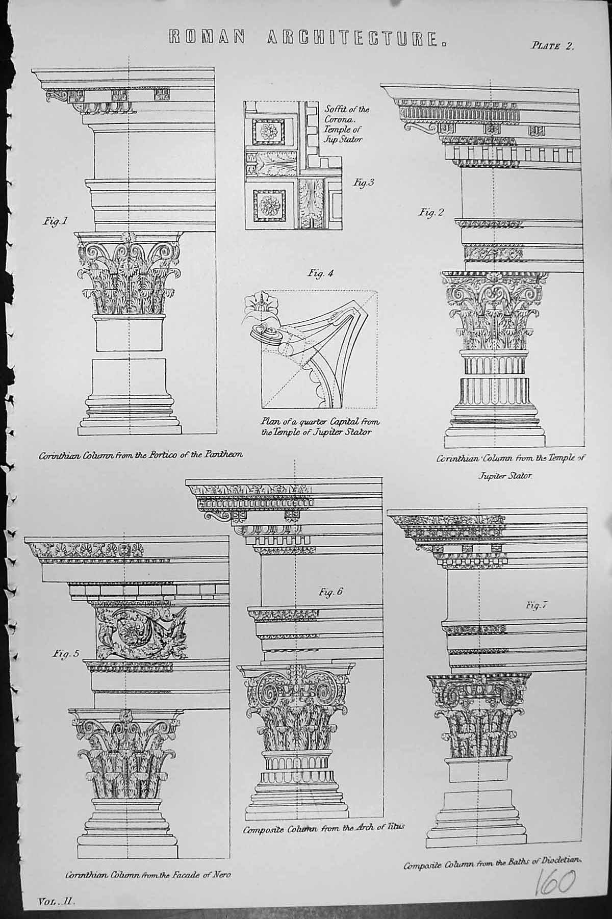 Old Mackenzie C1880 Science Roman Architecture Pantheon Column Temple Victorian