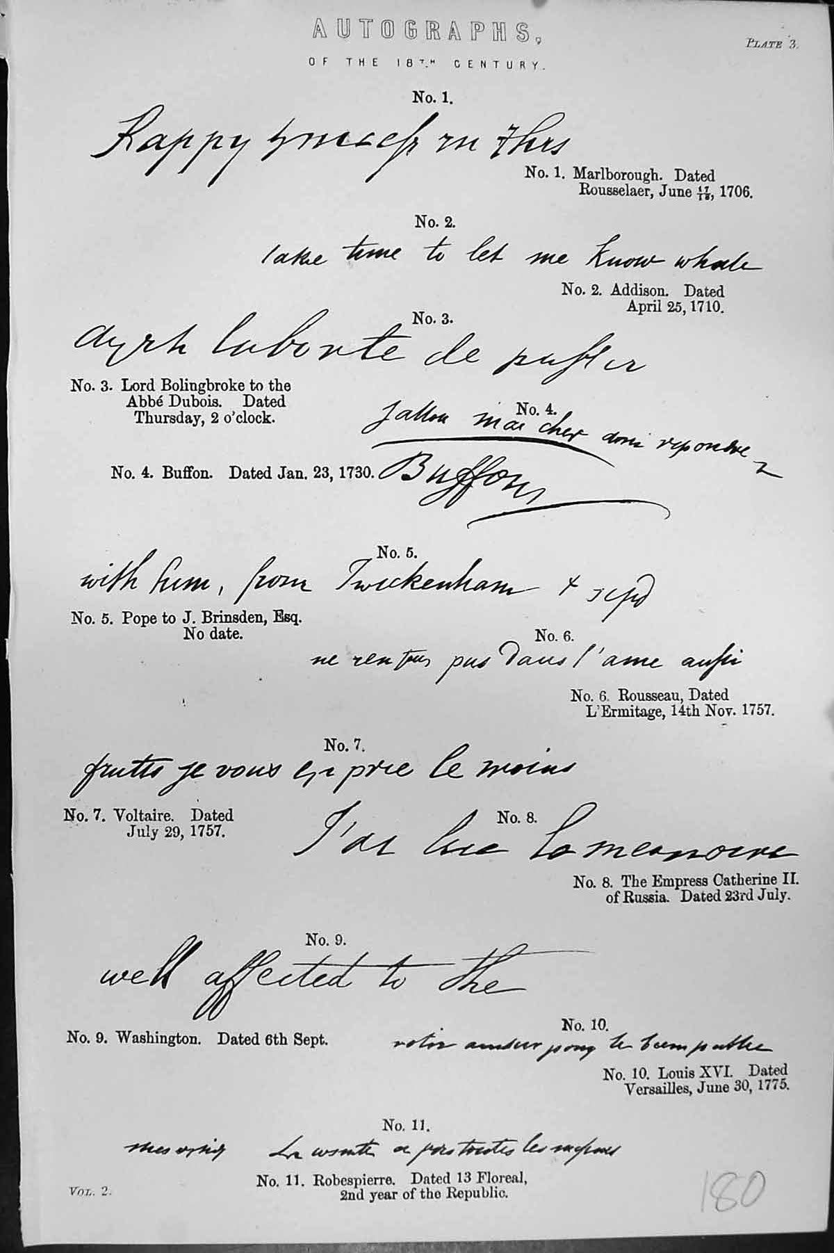 Old Autographs Addison Bolingbroke Voltaire Rousseau Louis Mackenzie 19th