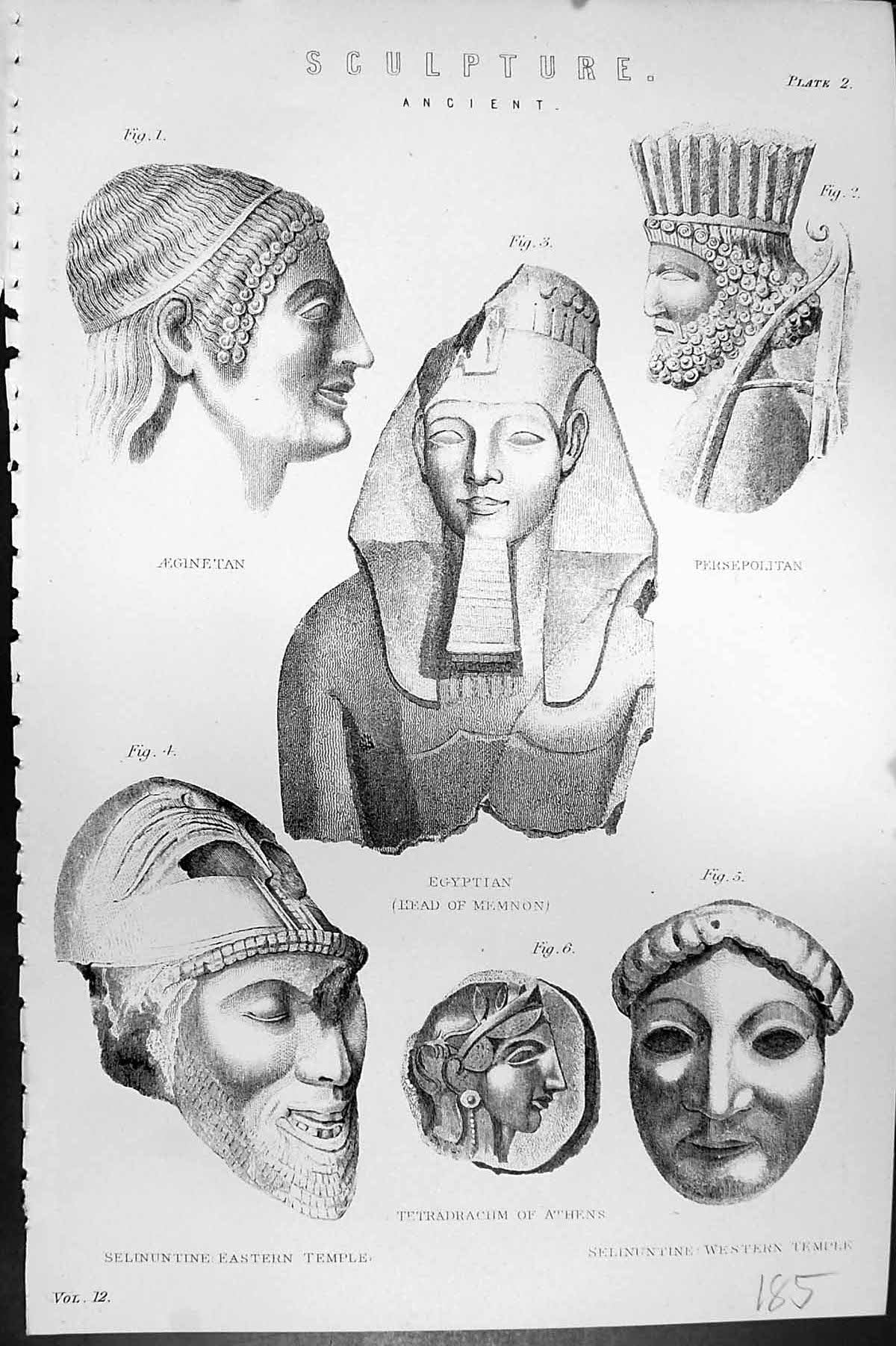 Old Mackenzie C1880 Science Ancient Sculpture Aeginetan Head Memnon P Victorian
