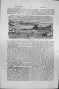 Original Old Antique Print Mackenzie C1880 View Christiansand Mountains Ship