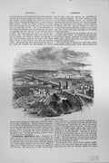 Original Old Antique Print Mackenzie C1880 View Railway Bridge Cologne Train