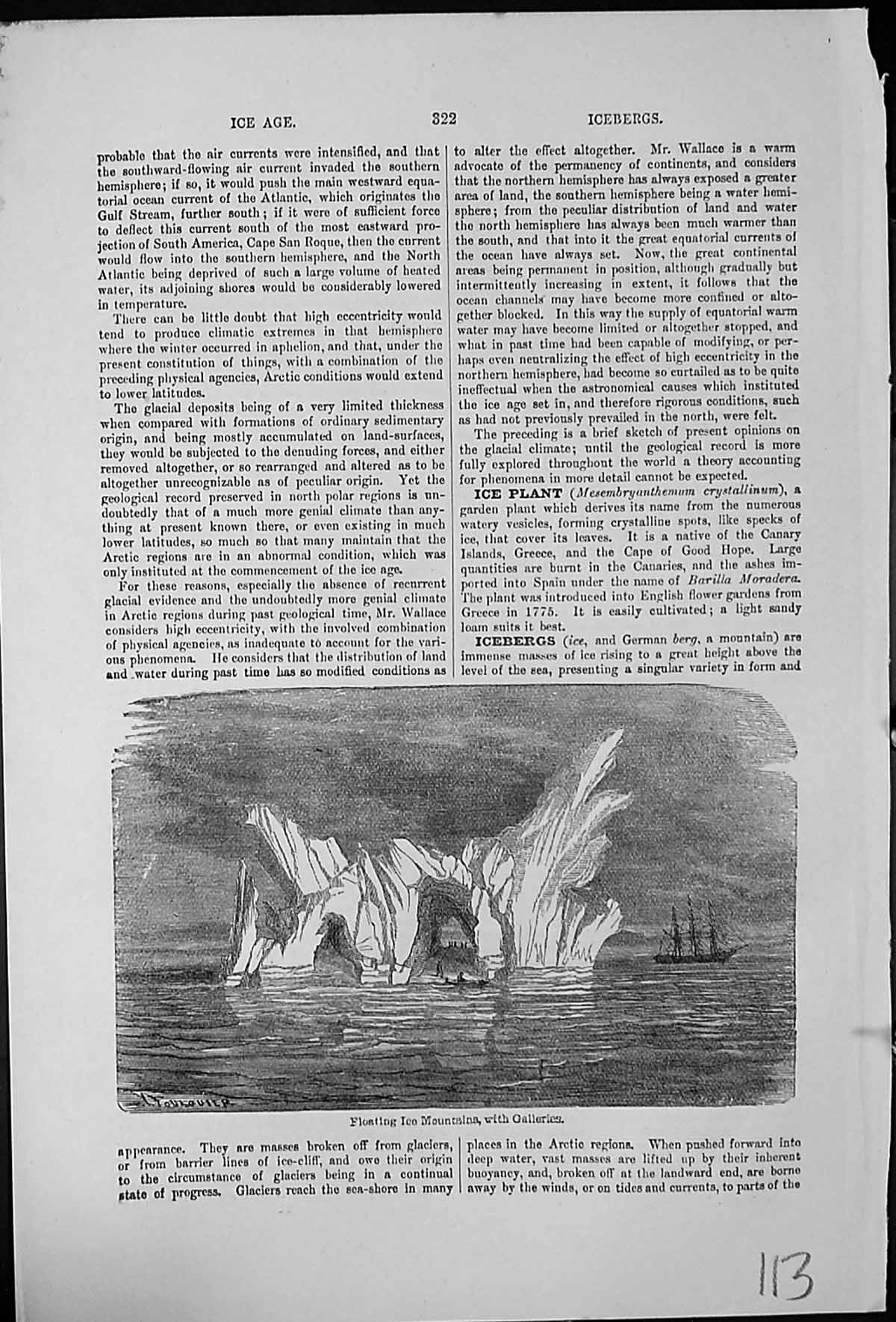 Old Floating Ice Mountains With Galleries Icebergs Dwarfs Sailing Ship