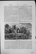 Antique Old Print Muckross Abbey Lakes Killarney Kerry Ireland Cattle Ruins