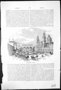 Original Old Antique Print Royal Palace Munich Horses Siers Ladies Long Dresses