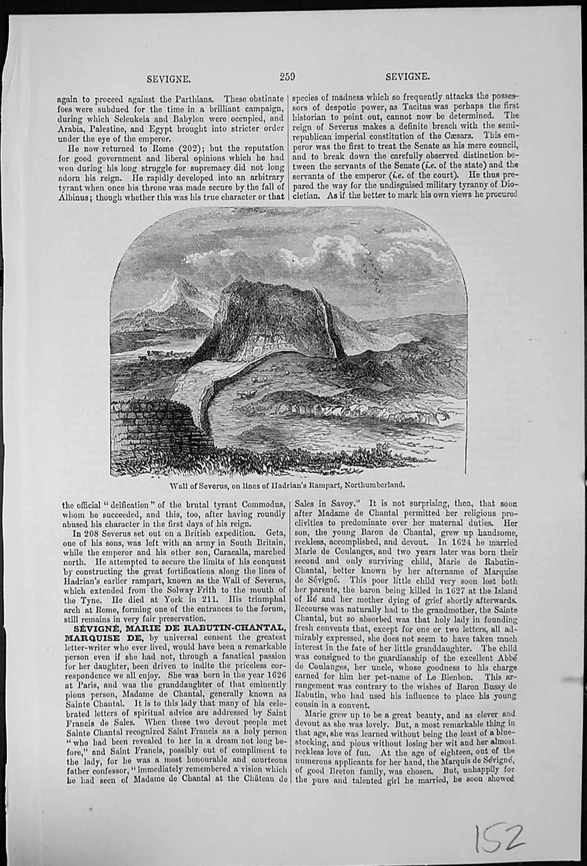 Old Antique Print Wall Severus On Lines Hadrian'S Rampart Northumberland