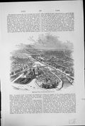 Old Bird'S Eye View Paris From La Cite River Seine Bridges Buildings