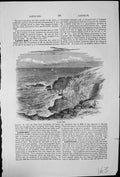 Antique Print Land'S End Rocks Cliffs Sailing Ships Sea Extremity Cornwall