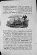 Antique Old Print Island Tahiti Mountsins Person Canoe Palm Trees Vegetation