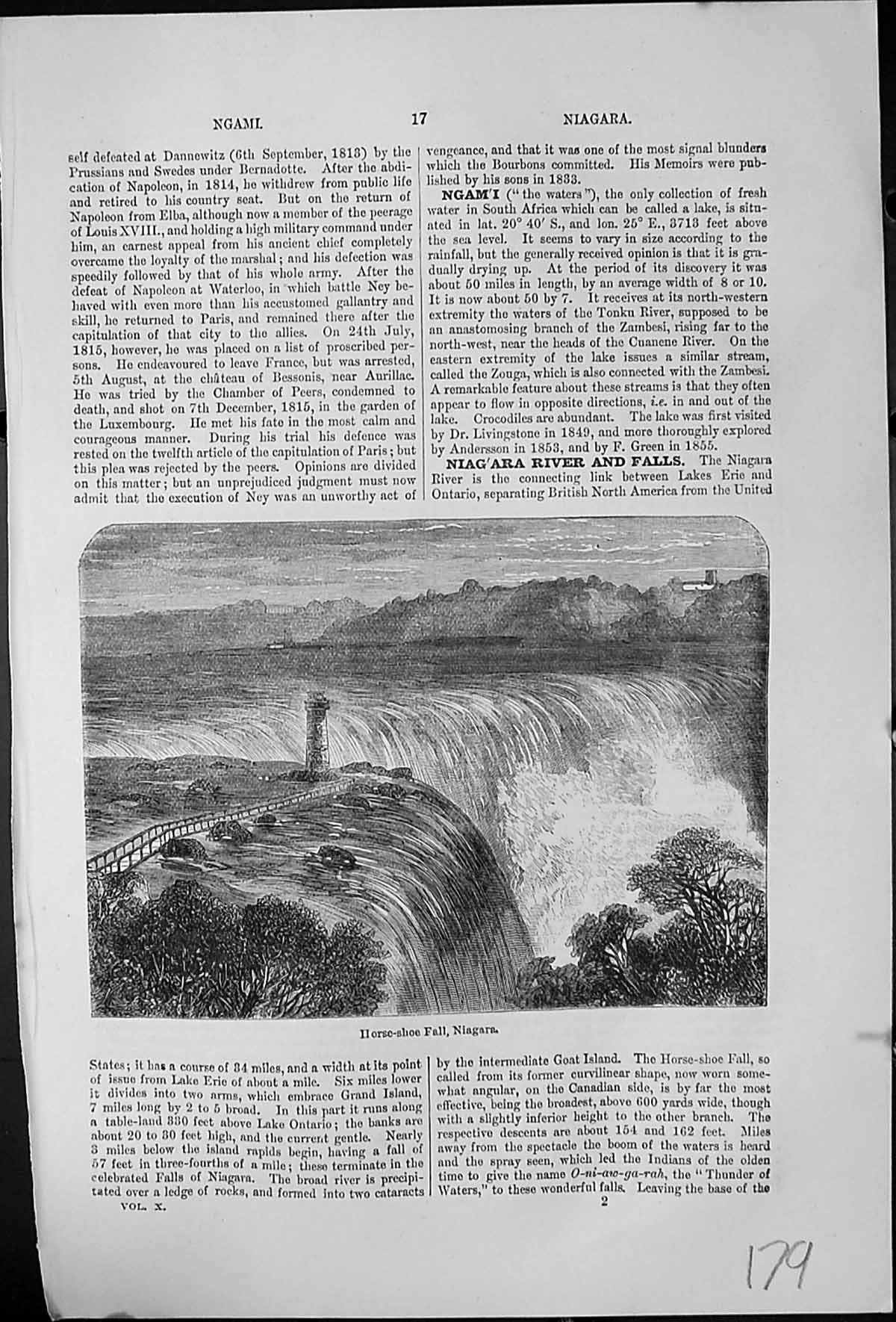 Old Horse-Shoe Fall Niagara Separating British North America From Us 18th