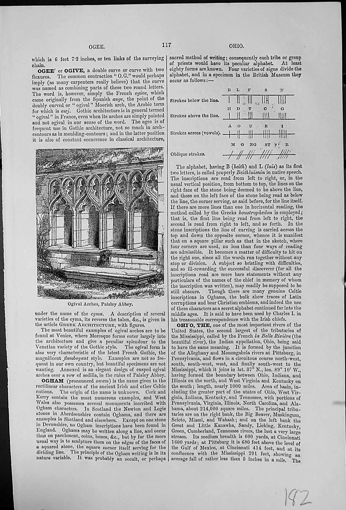 Old Antique Print Ogical Arches Paisley Abbey Cusped Over A Row Sedilia 19th