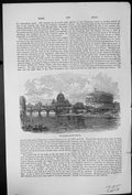 Antique Old Print St. Angelo And St. Peter'S Rome Waterside View Bridge Boats