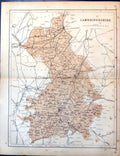 Antique Old Print Map Cambridgeshire March Chesterton Gog Magog Hills Caxton