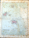Old Antique Print Map The Channel Islands With The Adjacent Coast France