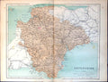 Antique Old Print Damaged Map Devonshire Exeter Dartmoor Hollacombe Tiverton