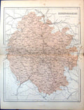 Antique Old Print Map Herefordshire Leominster Pembridge Ledbury Walterstone