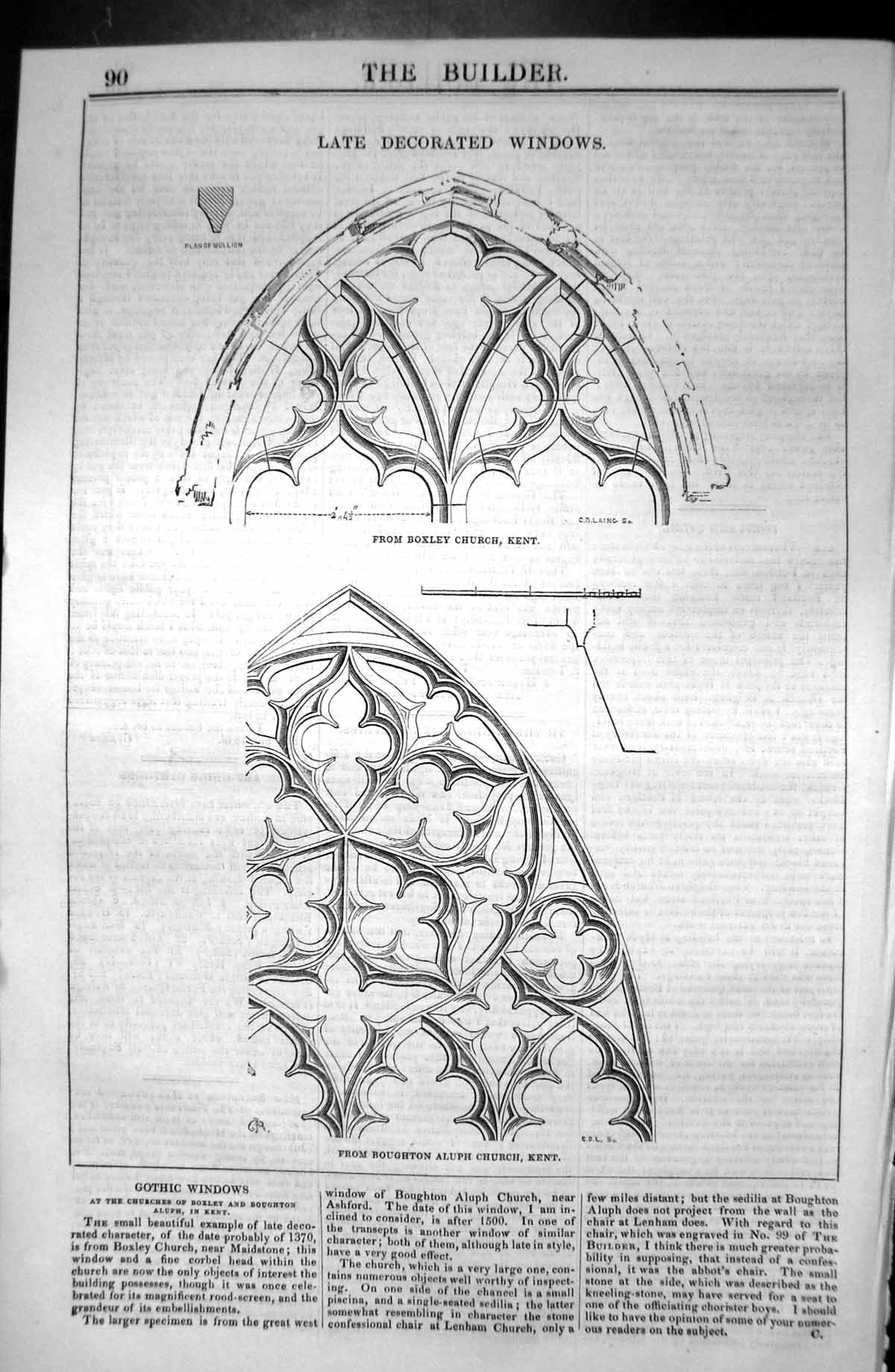 Old Decorated Windows Boxley Church Kent Aluph Architecture 1846 Buil Victorian