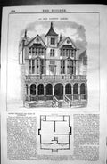 Antique Print London Houses Reign Queen Elizabeth Architecture 1846 Builder