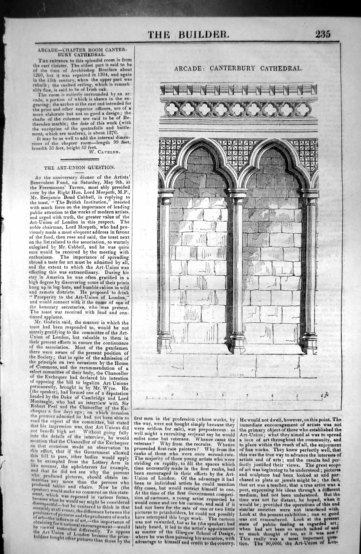 Old Antique Print Arcade Canterbury Cathedral Architecture 1846 Builder 19th