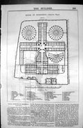 Old Antique Print Ground Plan House Detention Architecture 1846 Builder 19th