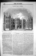 Old Print Exterior Flixton Hall Suffolk England Architecture 1846 Builder 19th