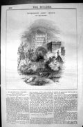 Antique Old Print Tewkesbury Abbey Church England Architecture 1846 Builder