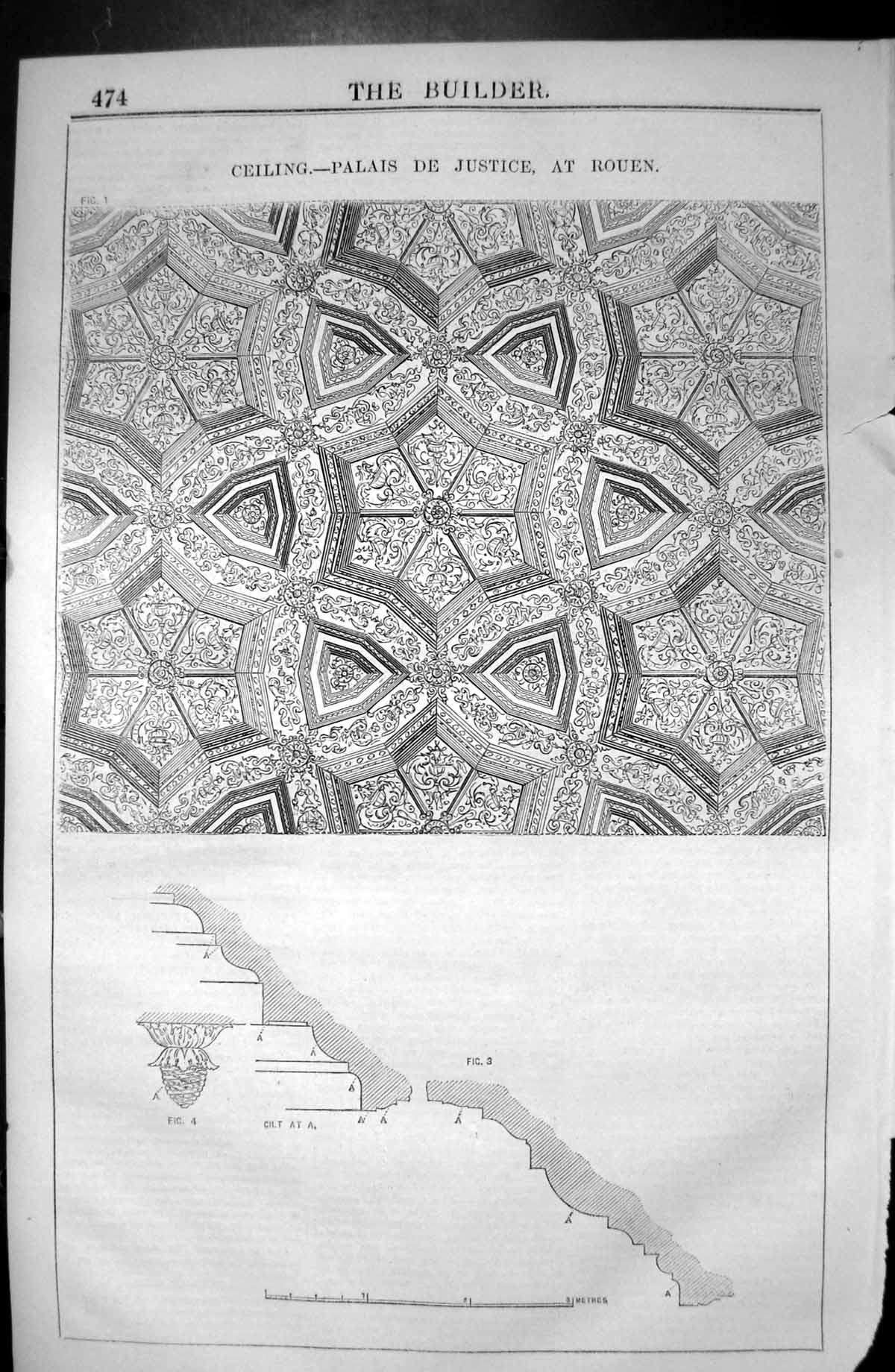 Old Ceiling Palais De Justice Rouen Decoration Architecture 1846 Buil Victorian