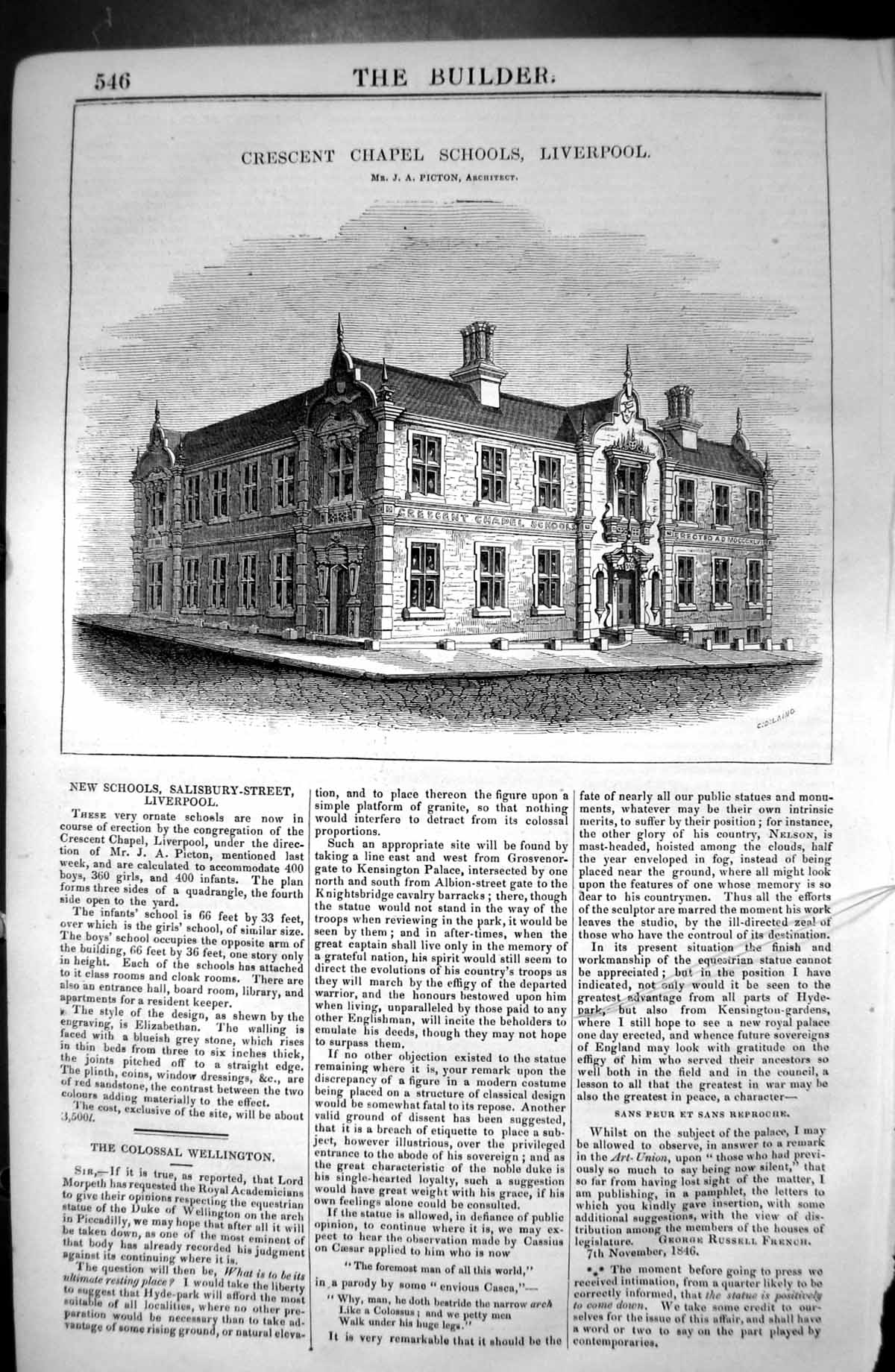 Old Crescent Chapel Schools Liverpool Picton Architecture 1846 Builde Victorian