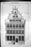 Original Old Antique Print Waterman Hall Ghent Architecture 1846 Builder 19th