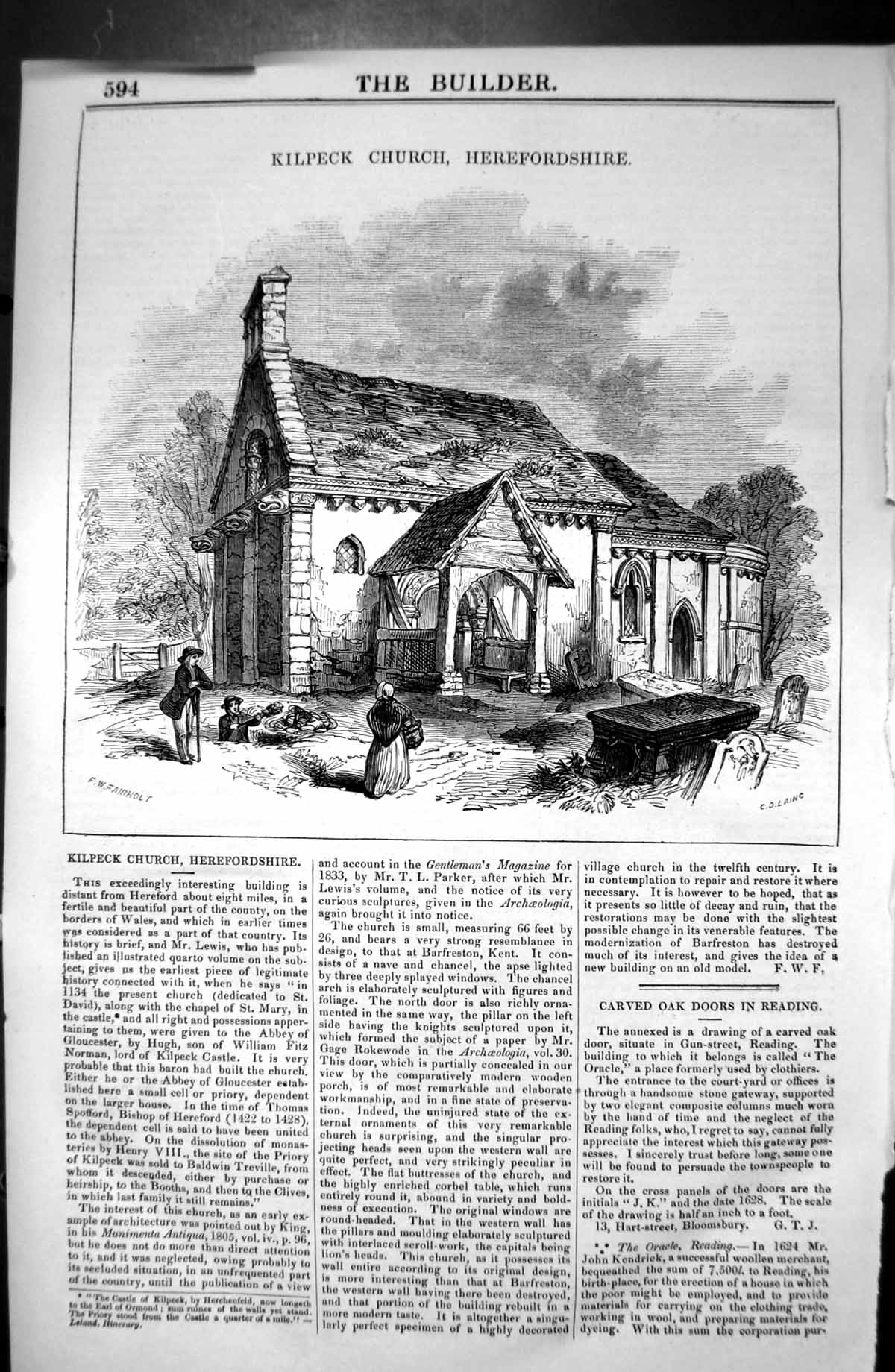 Old Exterior Kilpeck Church Herefordshire England Architecture 1846 B Victorian