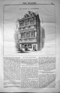 Original Old Antique Print House Gloucester England Architecture 1847 Builder