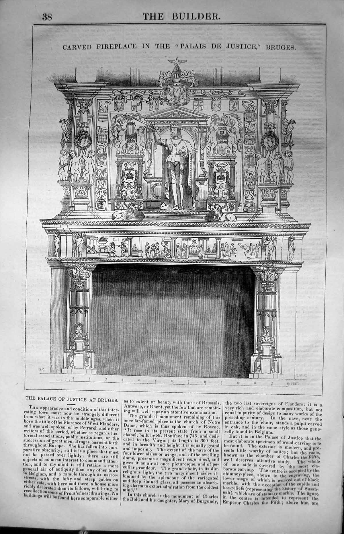 Old Carved Fireplace Palais De Justice Bruges Architecture 1847 Build Victorian
