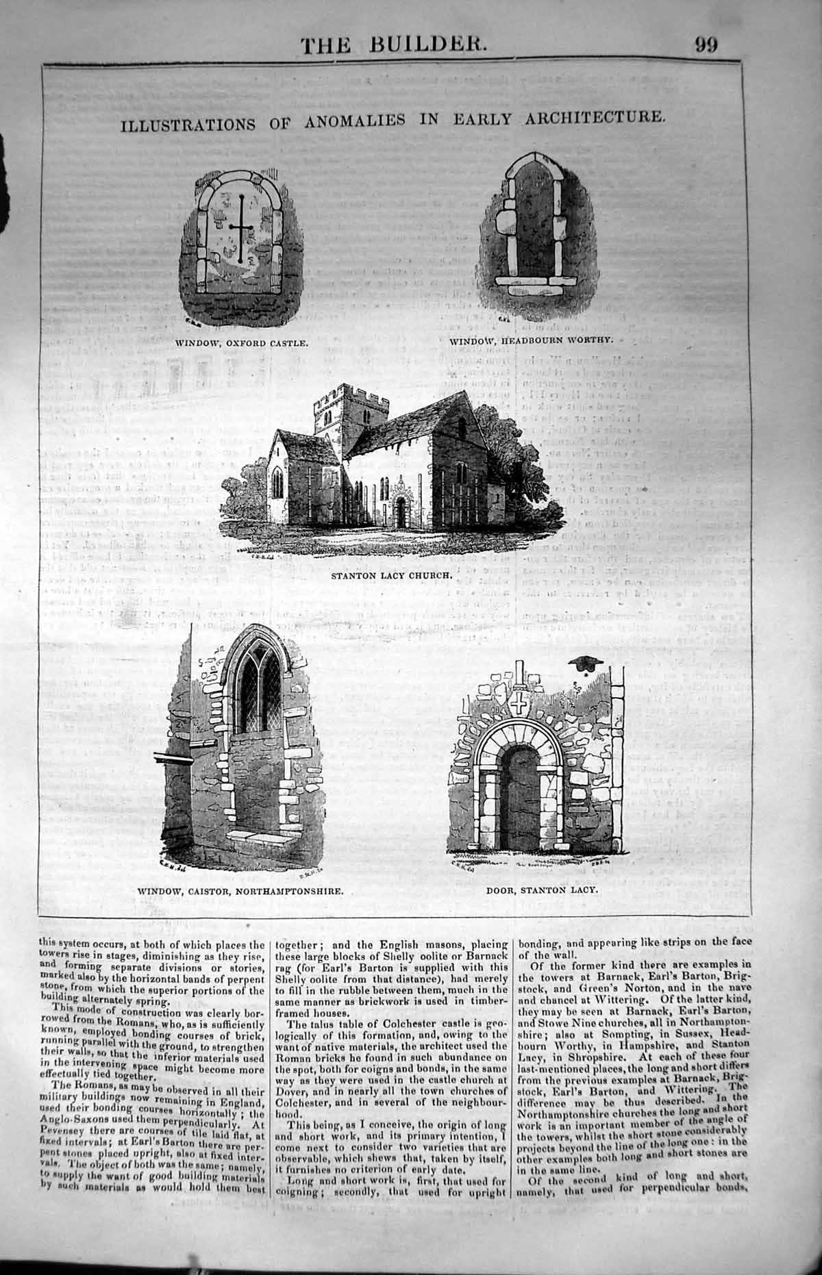 Old Illustrations Anomalies Early Architecture 1847 Oxford Castle Sta Victorian
