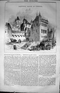 Antique Old Print Electoral Palace Coblentz Rhine Architecture 1847 Builder