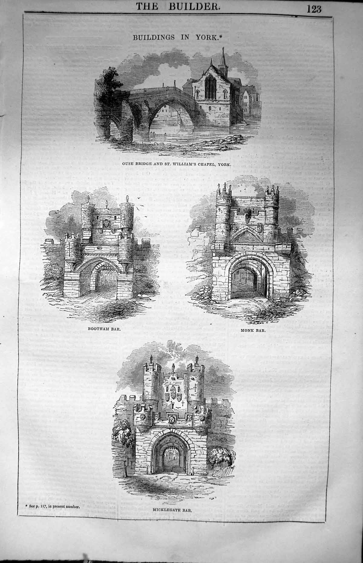 Old Architecture 1847 Buildings York Ouse Bridge Bootham Monk Bar Mic Victorian