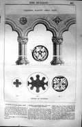 Old Antique Print Cloisters Malling Abbey Kent Architecture 1847 Builder 19th
