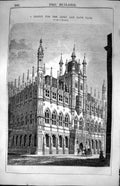 Antique Old Print Design Army Navy Club Truefitt Architecture 1847 Builder 19th