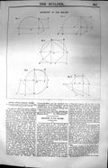 Original Old Antique Print Diagram Geometry Shape 1847 Builder 19th