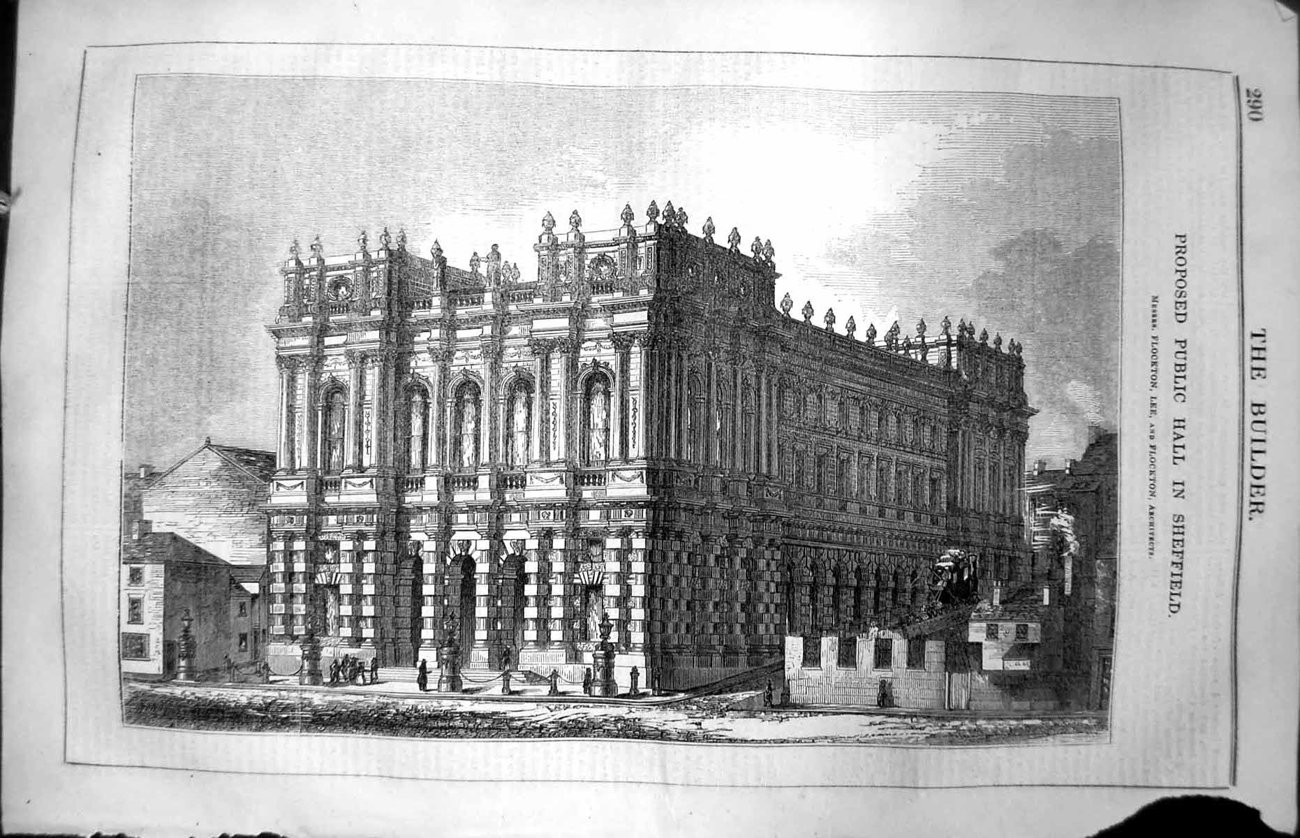 Old Proposed Public Hall Sheffield Flockton Lee Architecture 1847 Bui Victorian