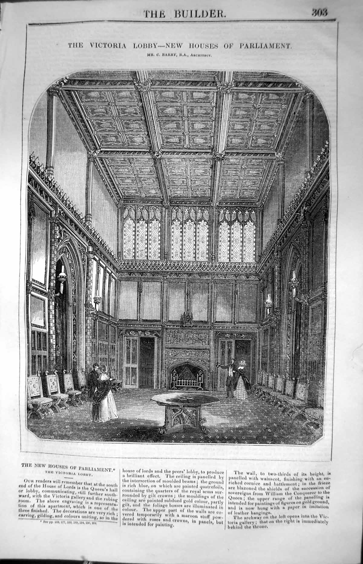 Old Victoria Lobby New Houses Parliament Barry Architecture 1847 Buil Victorian